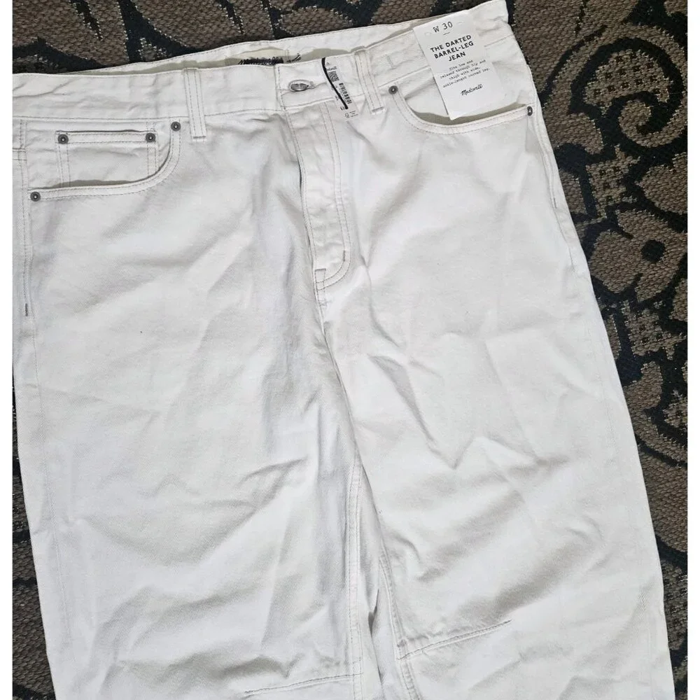 Madewell White Darted Barrel Jean - Picture 3 of 5